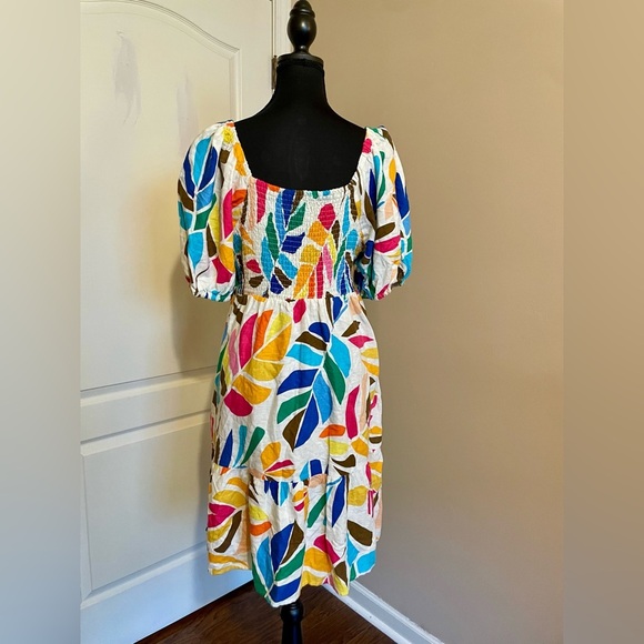 Tabitha Brown X Target Linen Blend Botanical Puff Sleeve Mini Dress Size M - Picture 5 of 9